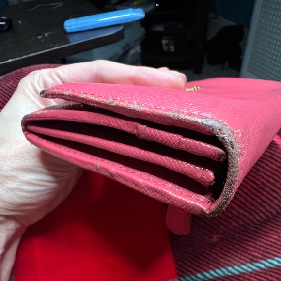 Pre-owned Prada Pink Saffiano Leather Continental Flap Wallet - Picture 10 of 14